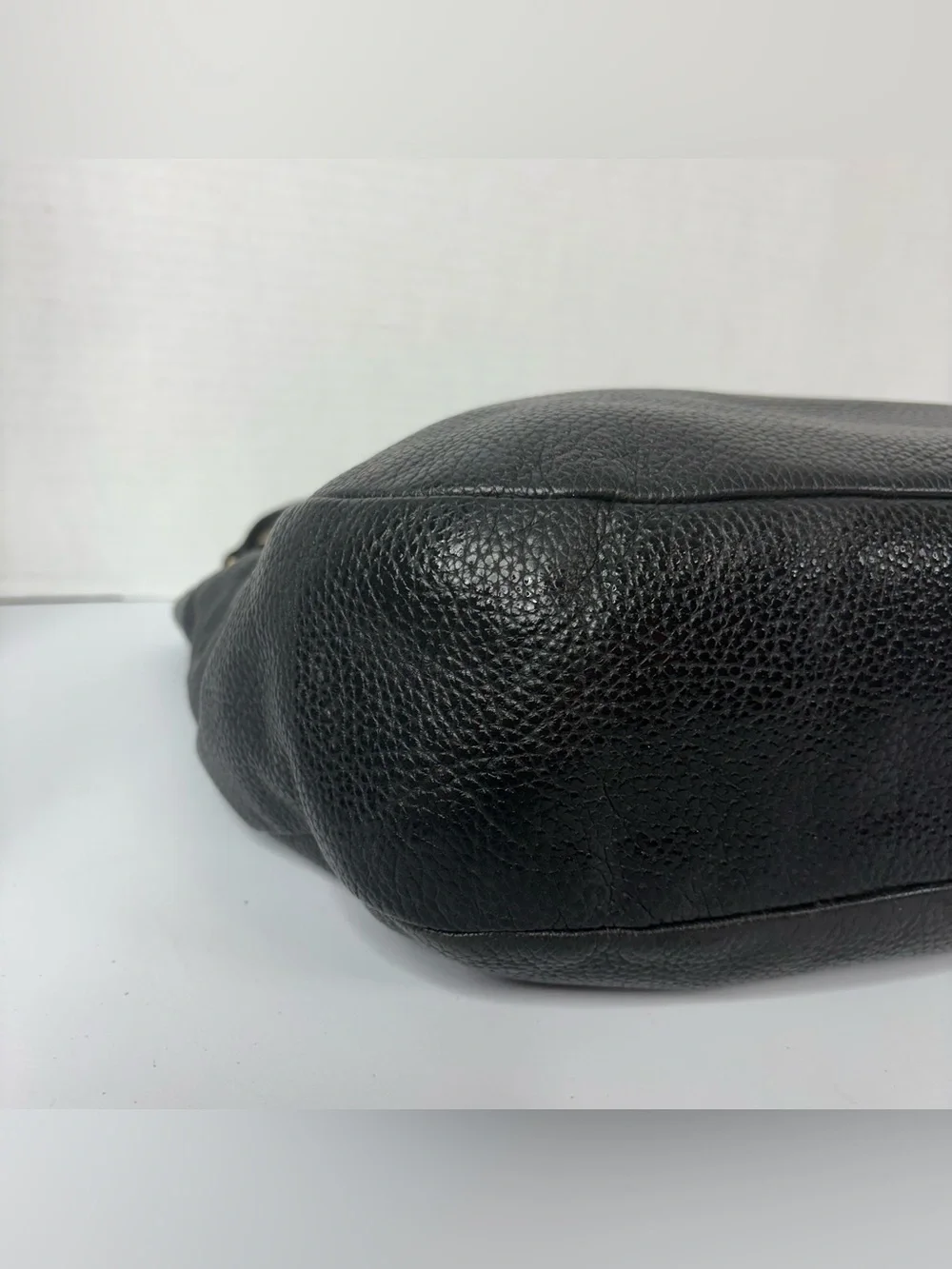 Michael Kors Black Pebbled Leather Hobo Shoulder Bag with Gold Hardware